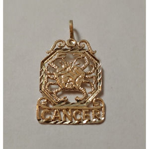 New 14k Yellow Gold Cancer Astrological Zodiac Charm Pendant
